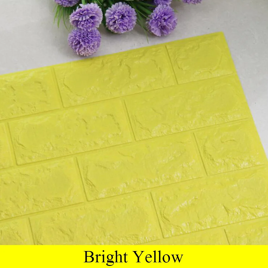 Bright yellow Самоклеющиеся водонепроницаемые ТВ фон кирпичные обои 3D настенные наклейки для гостиной обои настенные декоративные Стикеры для спальни - Цвет: Bright yellow