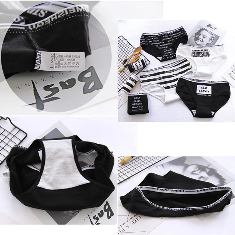 New girls panties young ladies stripes black white underwear cotton children's FAZ0061 | Детская одежда и обувь