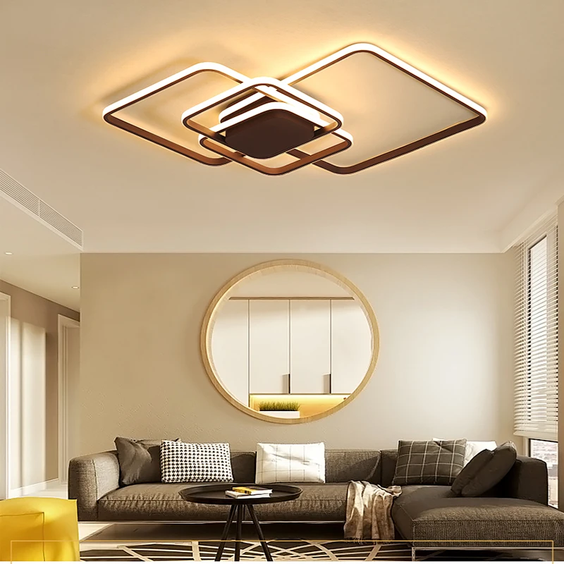 

Rectangle Coffee/White Color Modern Led ceiling lights for living room bedroom Home deco Dimmable+RC Ceiling lamp fixtures