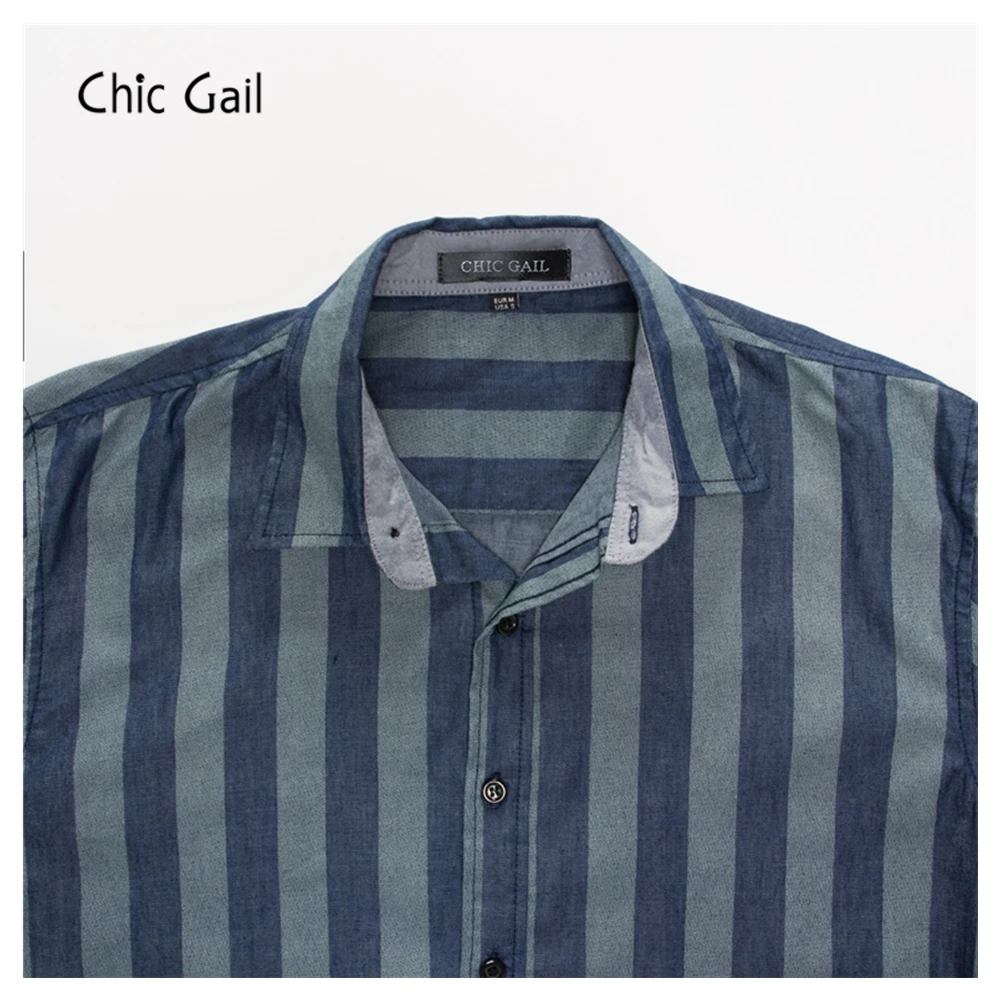 Синий Полосатые рубашки Для мужчин 100% хлопковое платье рубашка мужской Camisa masculina