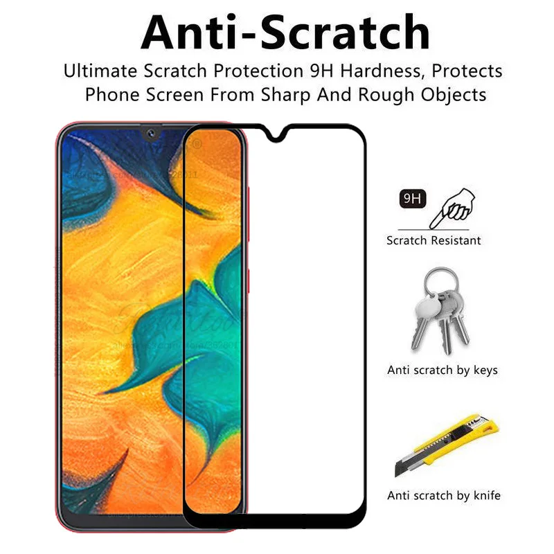 Full Coverage Tempered Glass For Samsung Galaxy A30 Protective glass on the A 30 A305F Screen Protector Film 9h | Мобильные телефоны