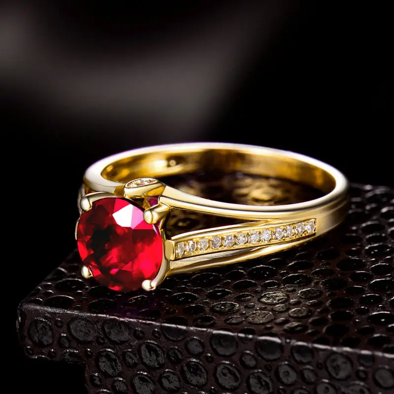 Кольцо из желтого золота 14 к с рубином 7 мм|ring design|ring foryellow gold diamond |