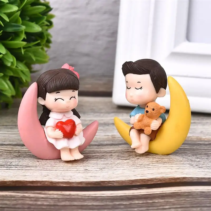 2 шт. романтические фигурки Moon Couple декоративные украшения для миниатюрных