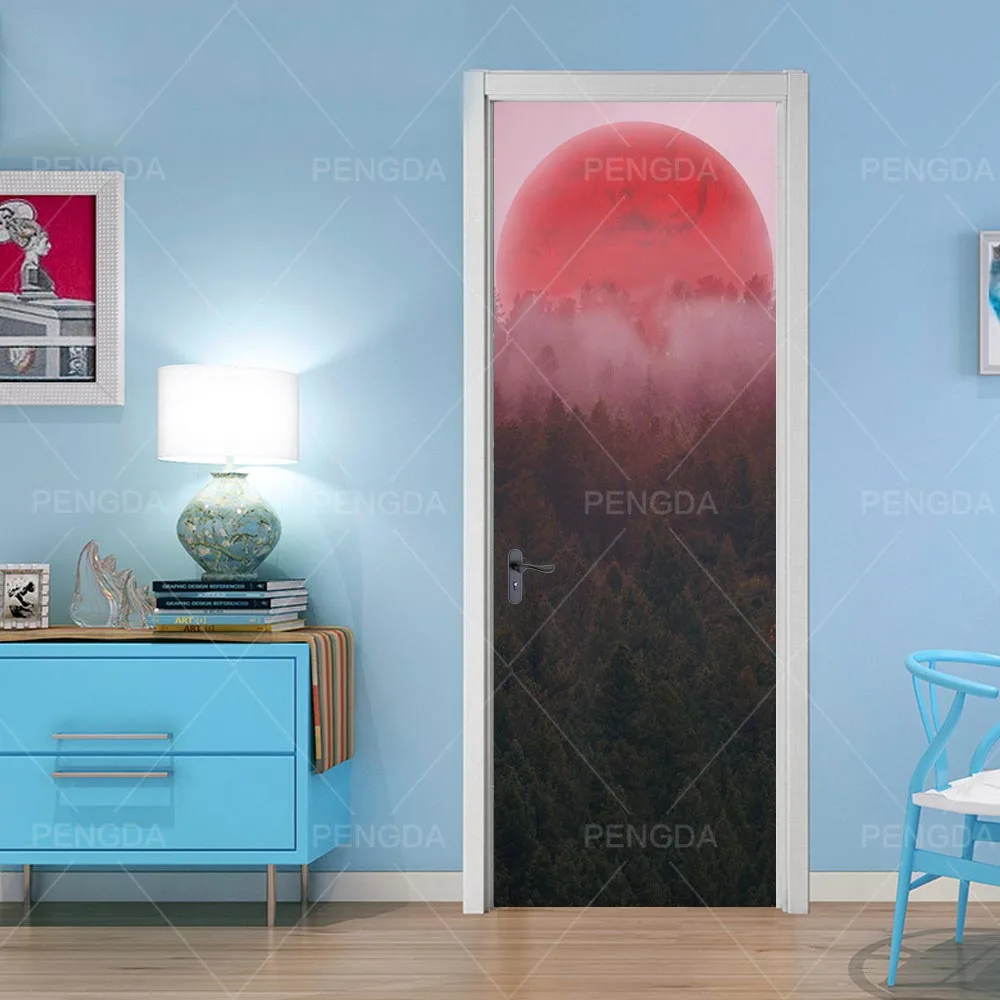 3D наклейки на двери клейкие обои из ПВХ Hd печать любовь дерево пейзаж картина