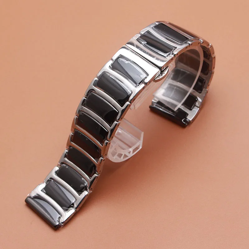 Ремешок керамический для наручных часов однотонный Серебристый браслет из