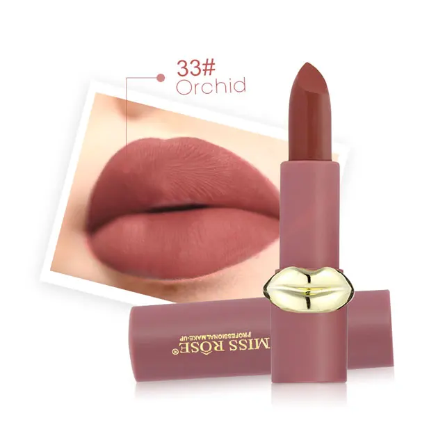12 шт./лот, помада в форме губ MISS ROSE, красная, красивая, матовая, стойкая, водостойкая, легко окрашиваемая, губная помада для макияжа - Цвет: 33 Orchid