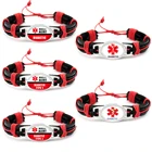 Кожаные браслеты с медицинским предупреждением для диабетиков, тип 1, 2, 25 х 18 мм, стеклянный купольный кабошон, ювелирные изделия, подарок для женщин, мужчин, девочек, мальчиков, унисекс