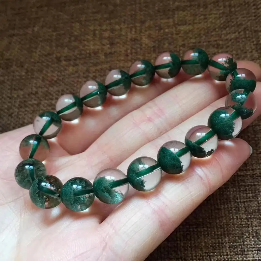

Fine Jewelry 10mm Natural Green Phantom Quartz Bracelet Women and Men Gift Round Beads Crystal Stretch Fashion Bracelet AAAAA