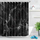 LB черная мраморная ткань с рисунком, водонепроницаемая занавеска для душа, индивидуальный декор для ванной комнаты