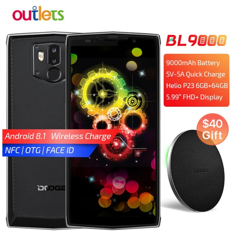 Сотовый телефон DOOGEE BL9000 экран 5 99 дюйма мобильный Android 8 1 Восьмиядерный процессор