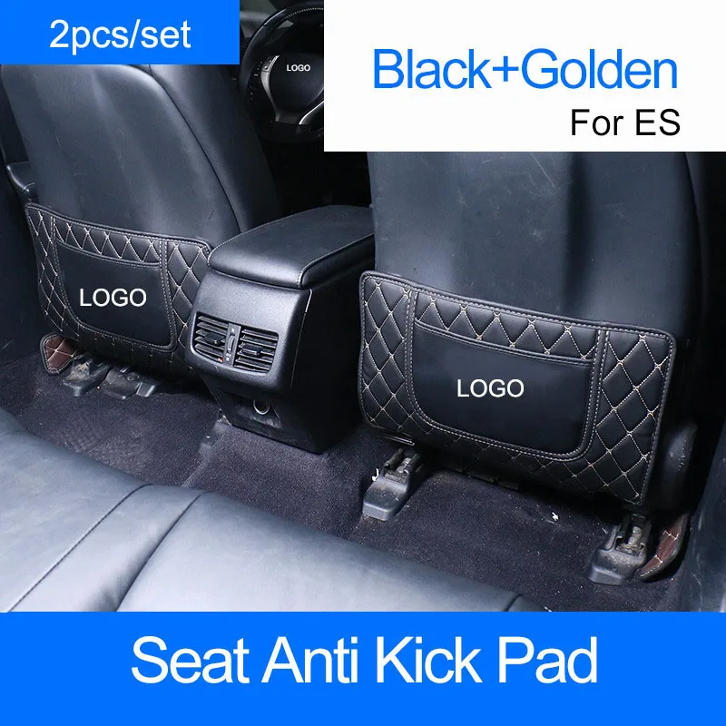 For ES Black 2Pcs QHCP автомобильный подлокотник коробка анти-кик мат задняя защита сиденья коврик детский анти-кик коврик подходит для Lexus ES200 250 NX200 300 RX300 450H - Название цвета: For ES Black 2Pcs