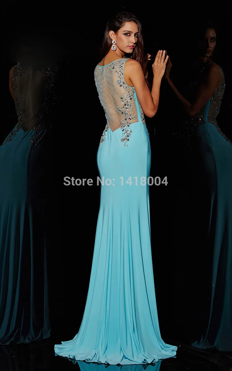 5A-2015 new mermaid deep v neck sexy split evening dress colorful jewel sequin crystals open special occasion party prom gowns | Свадьбы и