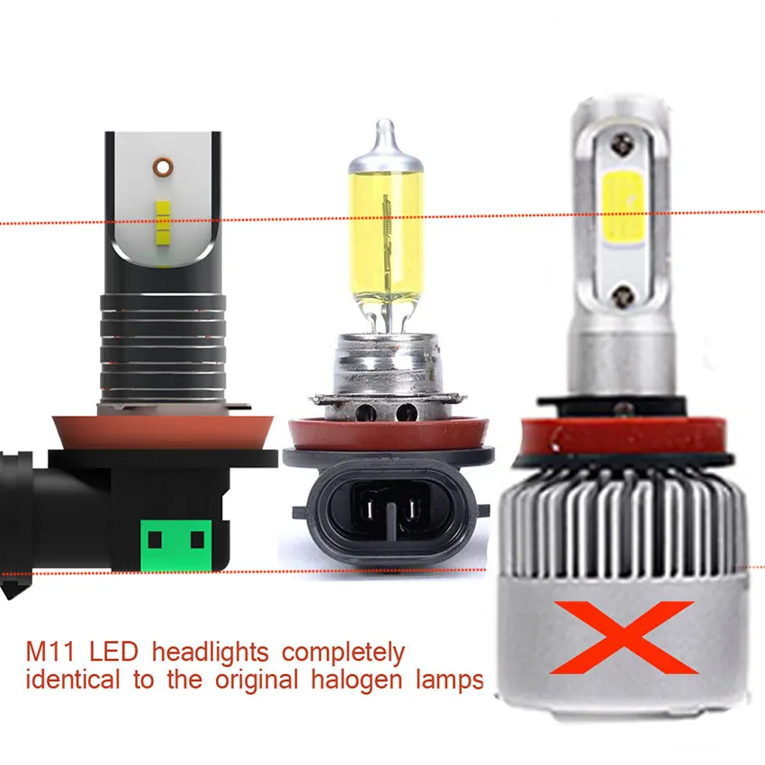 TXVSO8 2 шт. H11 Светодиодный автомобильный головной светильник с CSP Chips 12V 30000LM пара 6000K