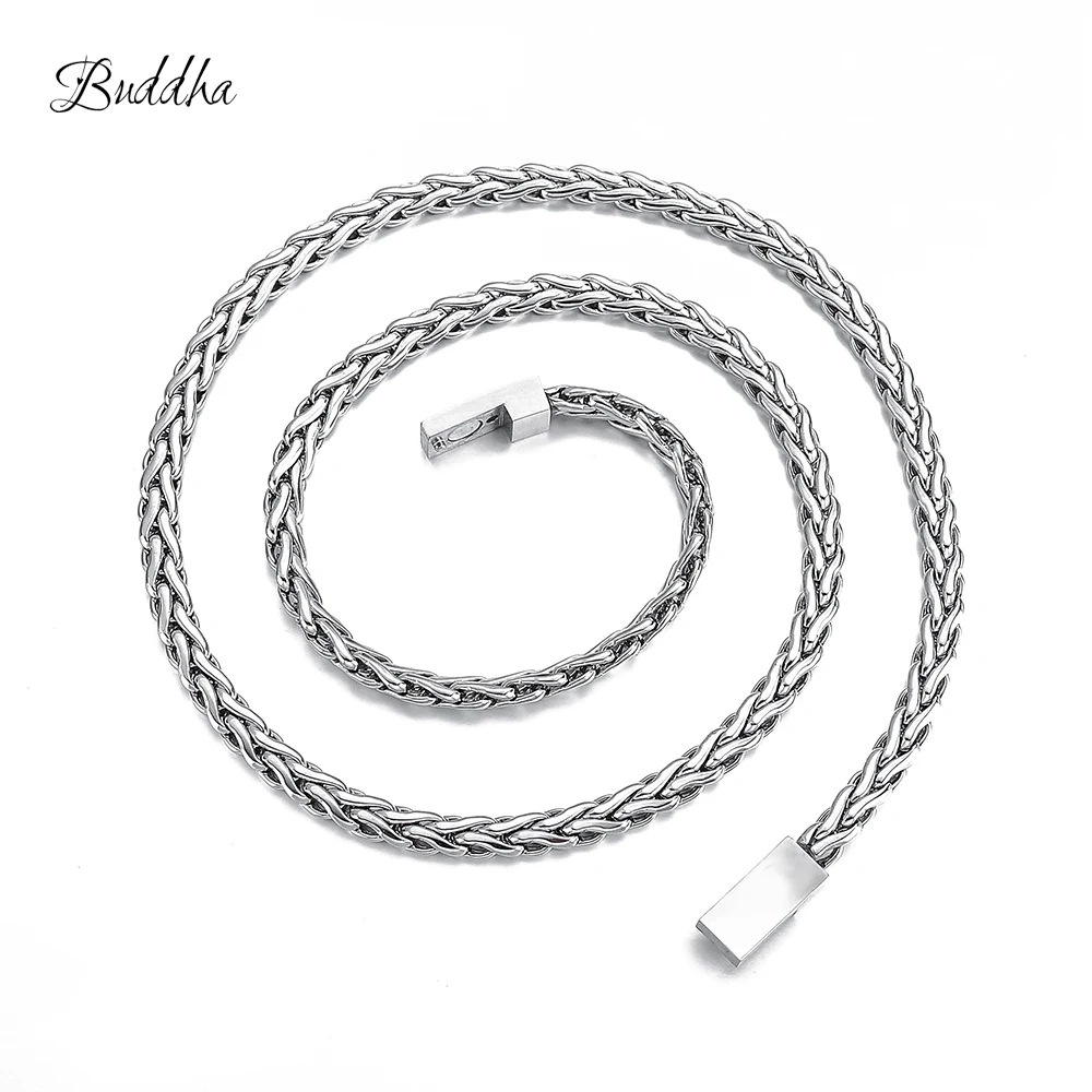 Будды ожерелье 316L в виде цепочки из нержавеющей стали Ширина 5 мм 60 см Длина