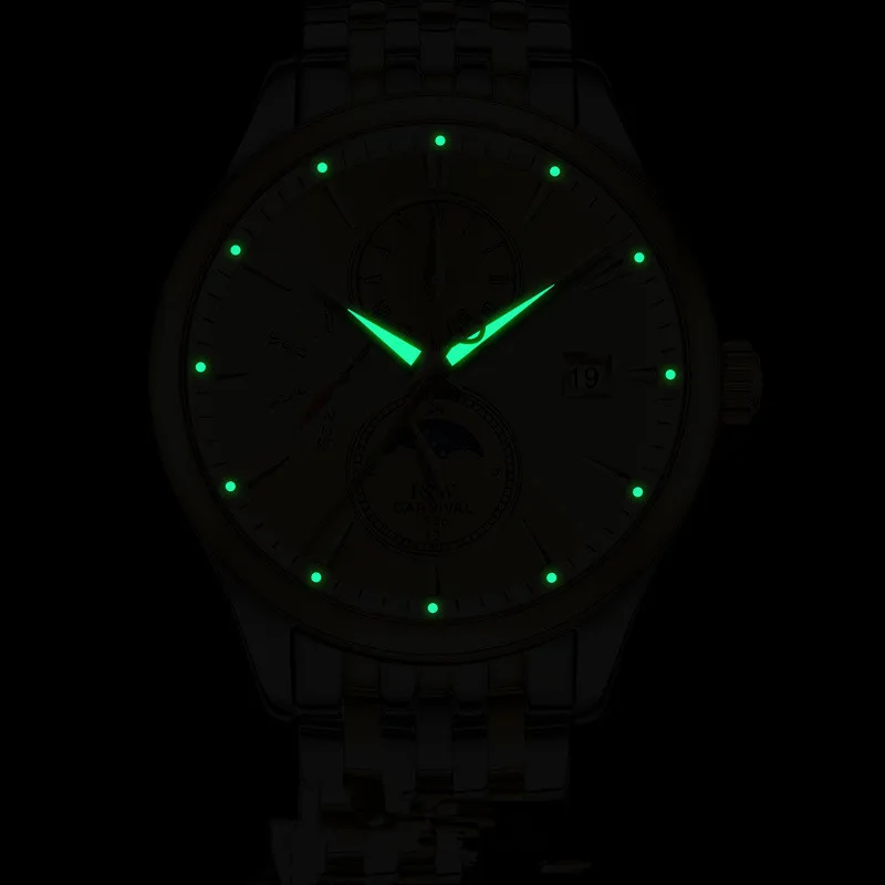 Карнавал бизнес автоматические часы мужские из нержавеющей стали топ бренд