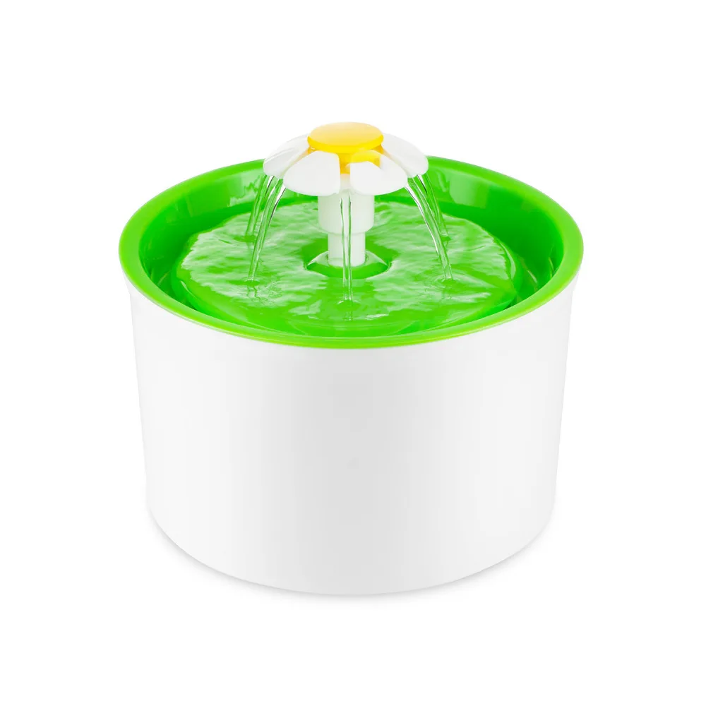 Green Automatic Cat Dog Pet Water Fountain Pet Bowl Cat Drinking Flower Water Dispenser Petsafe Drink with Filters Pet Water Fountain - Цвет: Green