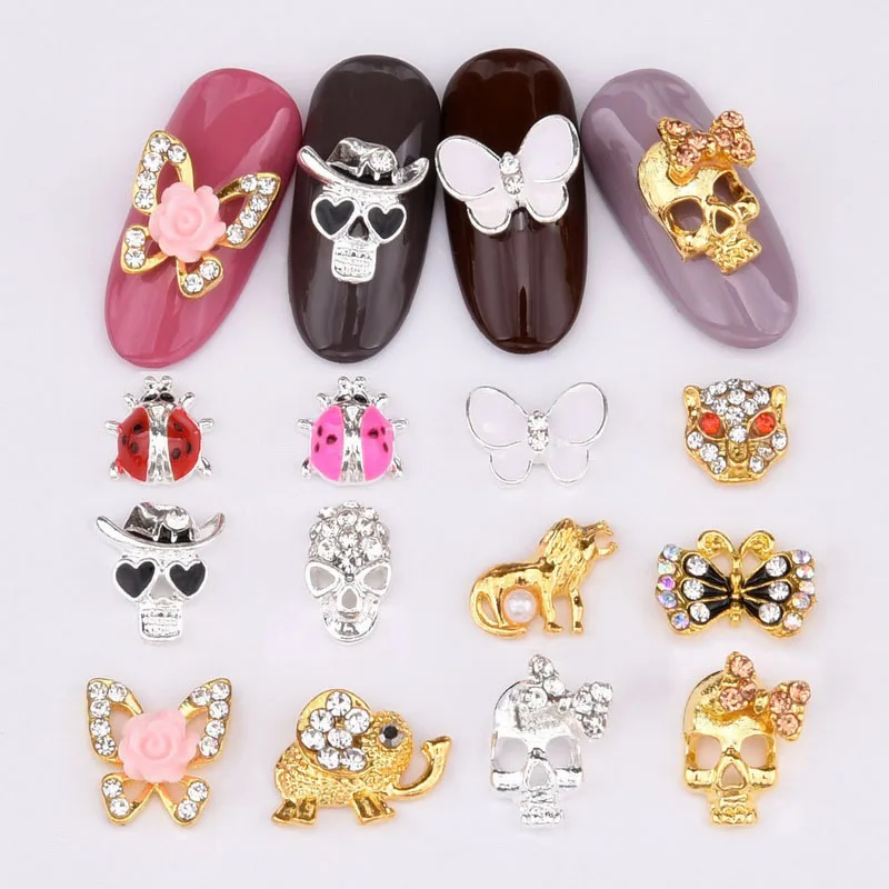 10 шт. 3D бабочка цветок череп голова лефанта божья коровка украшение для ногтей