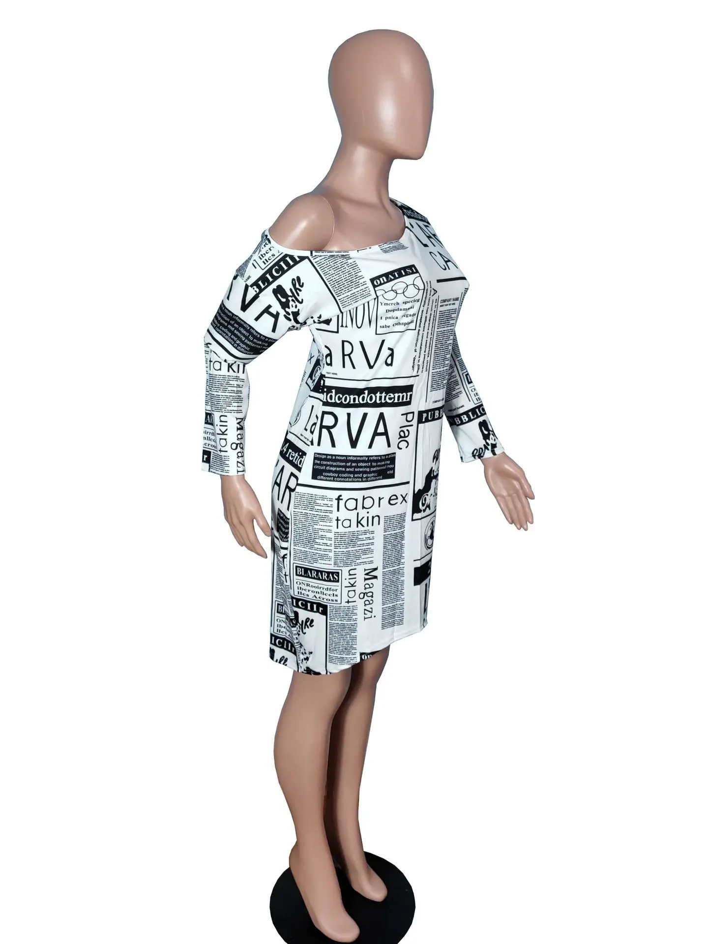 Женское платье с длинным рукавом и открытыми плечами повседневное свободное