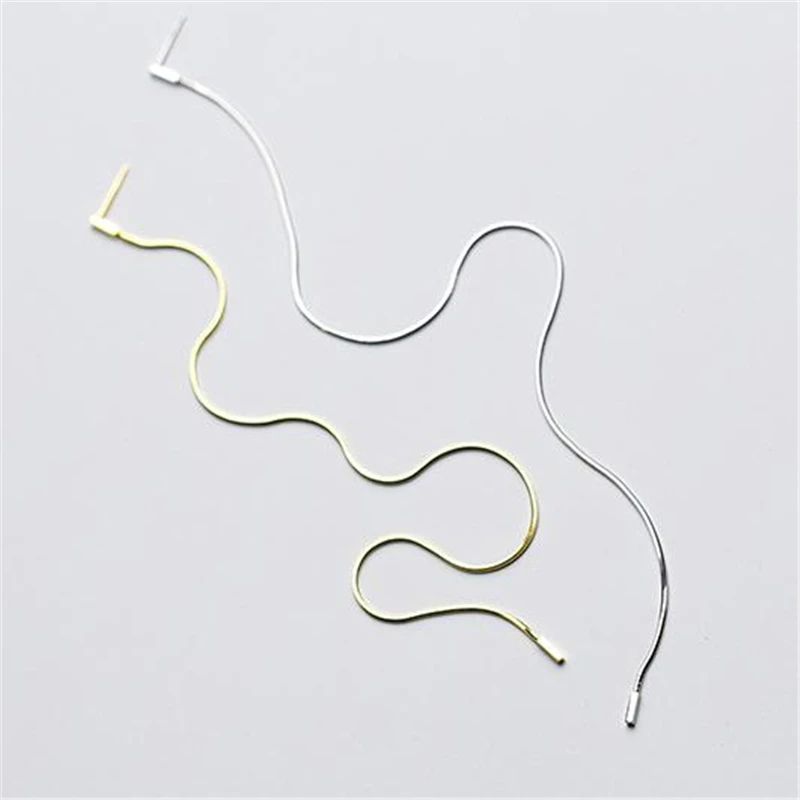 

1Pcs 925 Sterling Silver Korean Style Simple Snake Chain Personality Dangle Ear Wire Earrings Charm Women Fashion Jewelry
