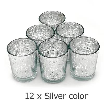 Silver 12 pcs ERMAKOVA 6/12 шт. подсвечник для свечей из меркуриного стекла подсвечник для свадебных вечеринок, отеля, кафе, бара, украшения для дома - Цвет: Silver 12 pcs