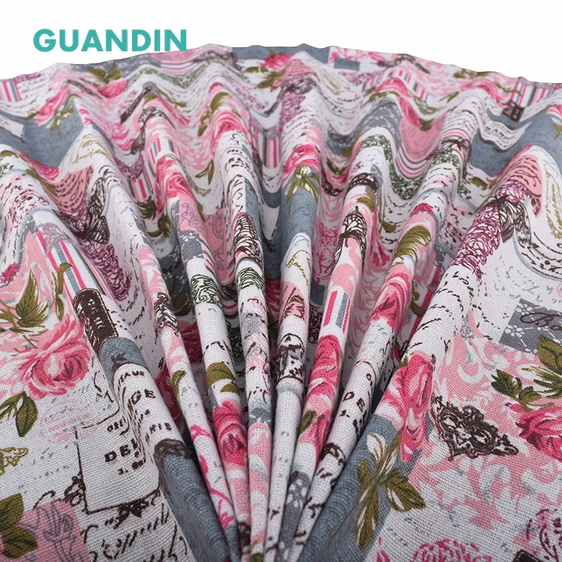 GUANDIN ткань из хлопка и льна с принтом для рукоделия детской рукоделия/Цветочная