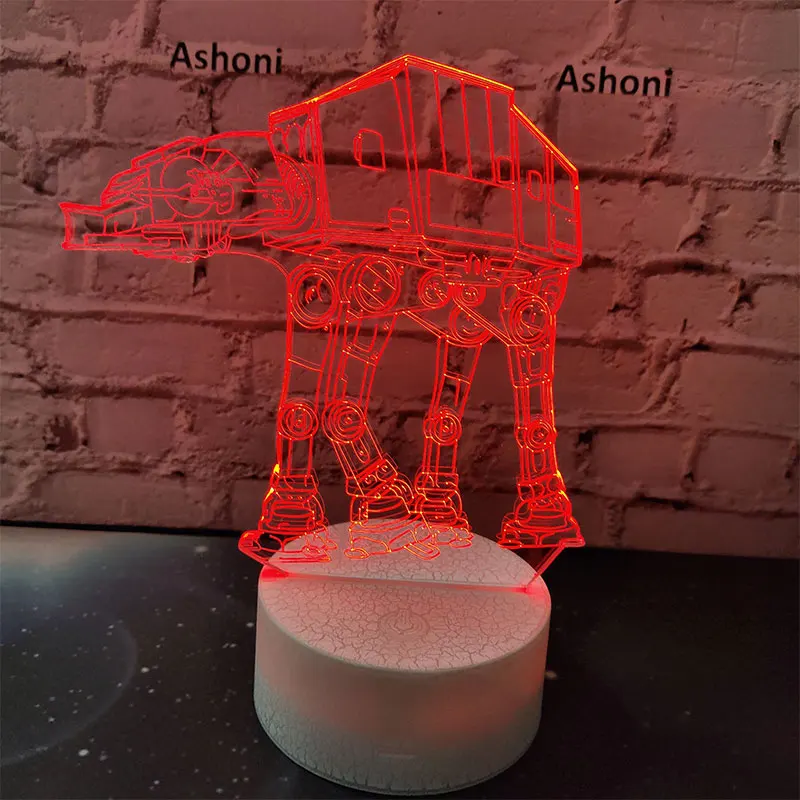 Ashoni Звездные войны 3D лампа спальня настольная ночник акриловая панель USB кабель 7