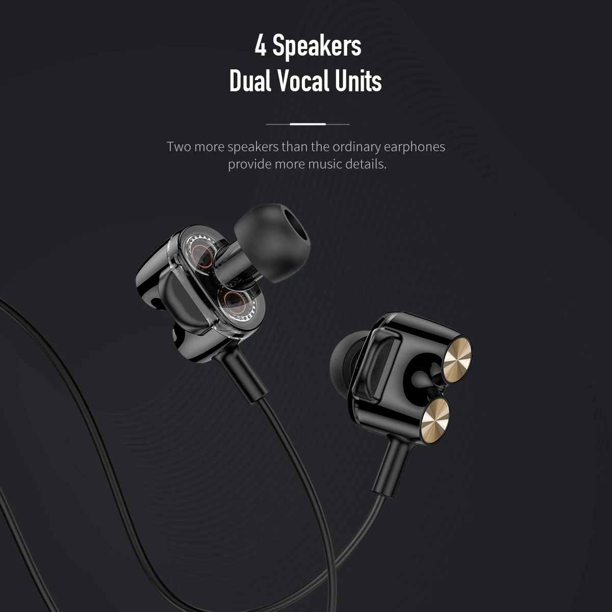ROCK Dual Dynamic Drive наушники со спикером с микрофоном Проводная Hi-Fi стерео гарнитура глубокий бас отличная музыка наушники-вкладыши