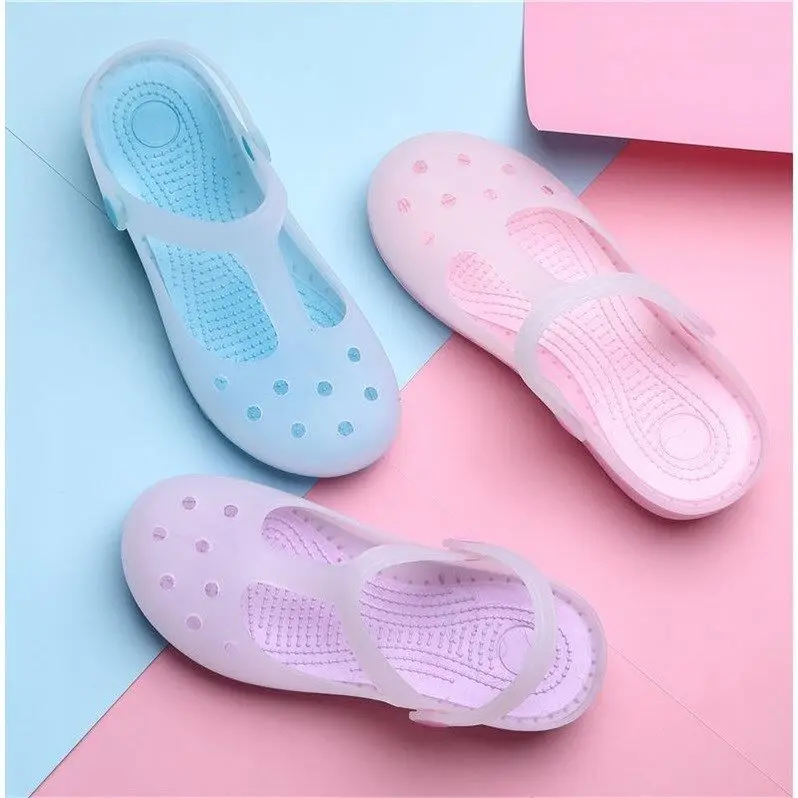 Женские сандалии на толстой подошве ярких цветов Нескользящие прозрачные