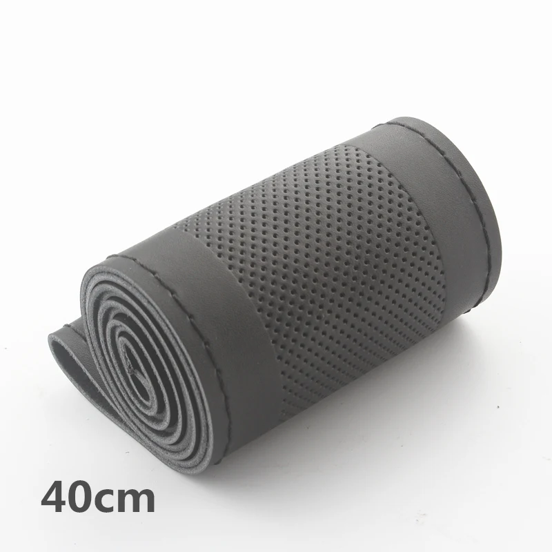 Black 36cm SUNZM восстановление чехол на руль черный классический стиль хорошая текстура натуральная кожа ткань рулетка - Название цвета: Black 36cm