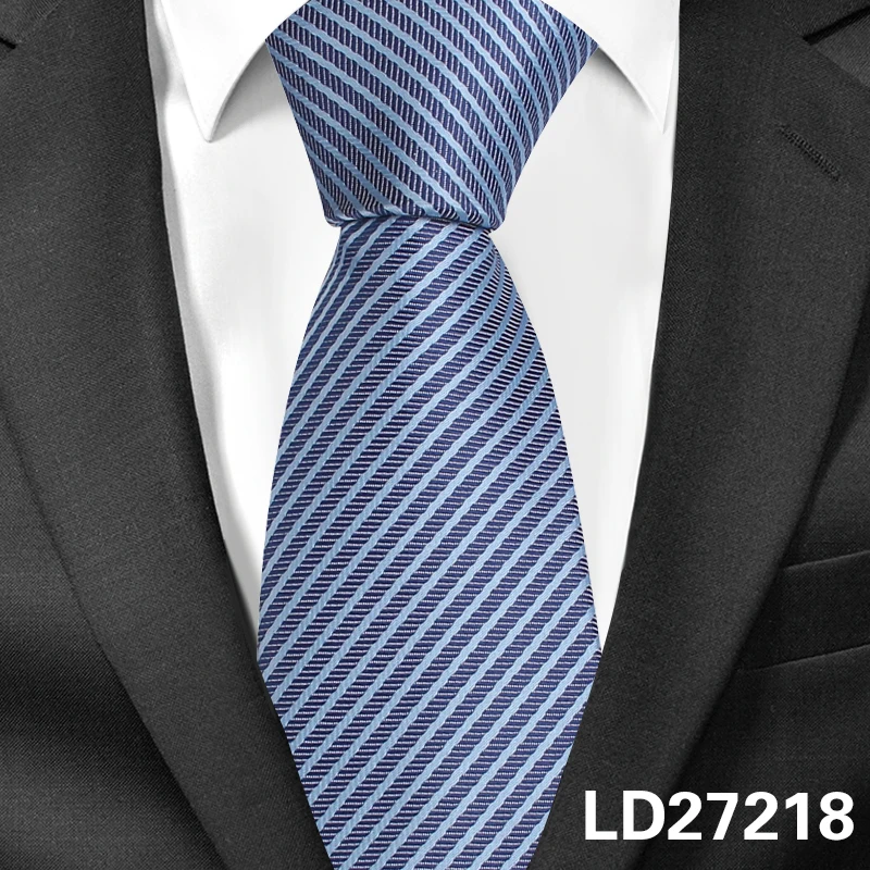 LD27218 Классические клетчатые галстуки для мужчин, повседневный галстук для костюма Gravatas, синие мужские галстуки в полоску, галстуки для бизнеса, свадьбы, ширина 8 см, мужские галстуки - Цвет: LD27218
