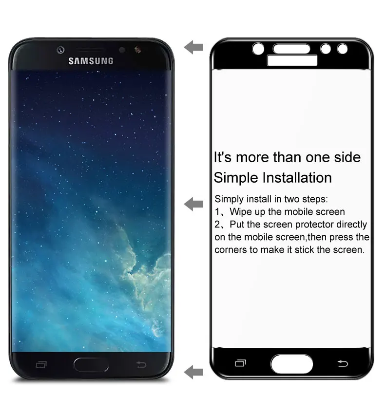 Закаленное стекло с полным покрытием для Samsung Galaxy S7 S6 Note 4 5 A3 A5 A7 J3 J5 J7 2016 2017