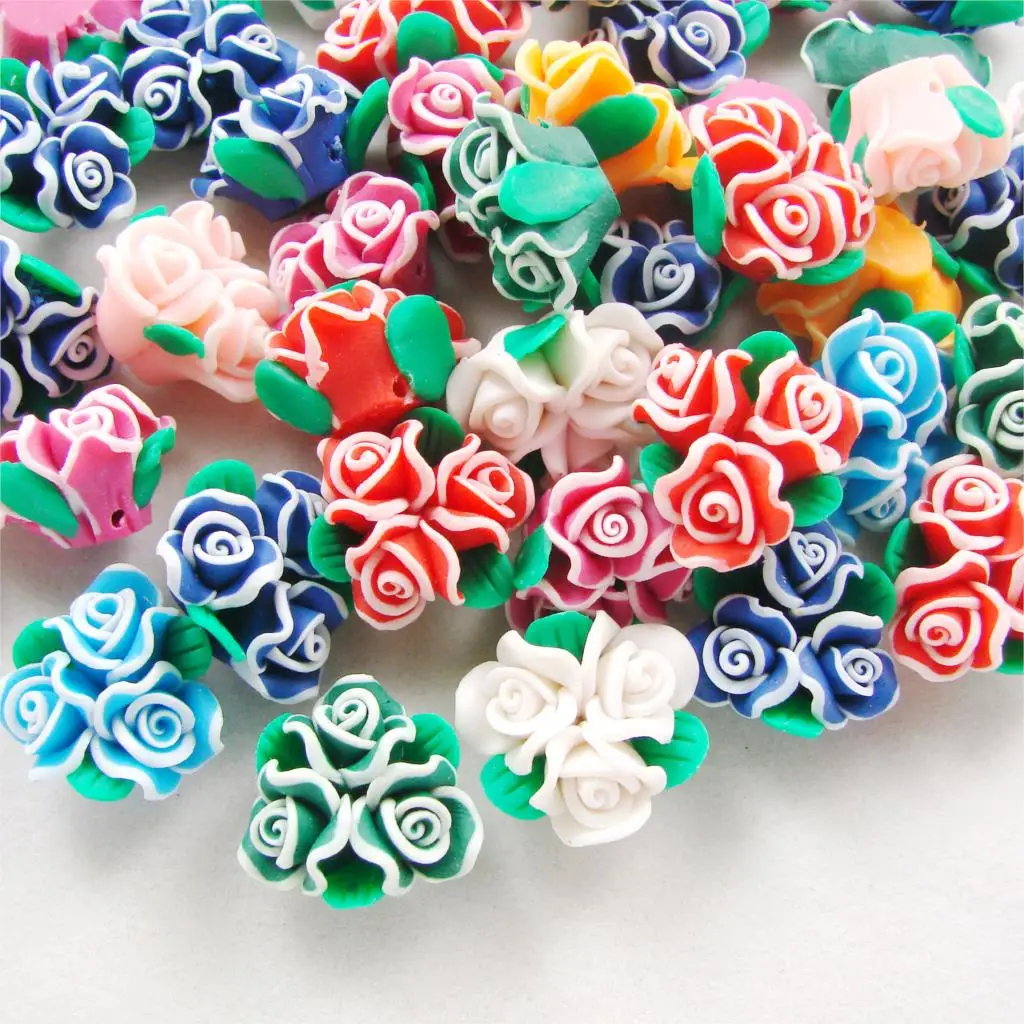 10 шт. бусины из полимерной глины с тремя тычинками|Бусины| |