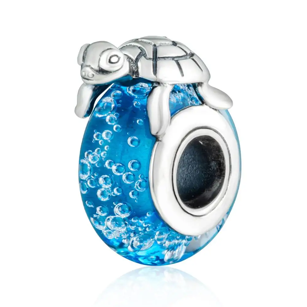 Turtle on Sea Charm Choruslove морская черепаха Шарм серебряные бусины 925 пробы Подходит Пандора океан Летняя серия браслет DIY ювелирные изделия - Цвет: Turtle on Sea Charm