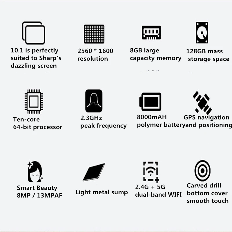 10 дюймовый Android 9 0 восемь ядер 4G + 64G планшетный ПК WiFi Bluetooth GPS IPS 2560x1600 дисплей Срок