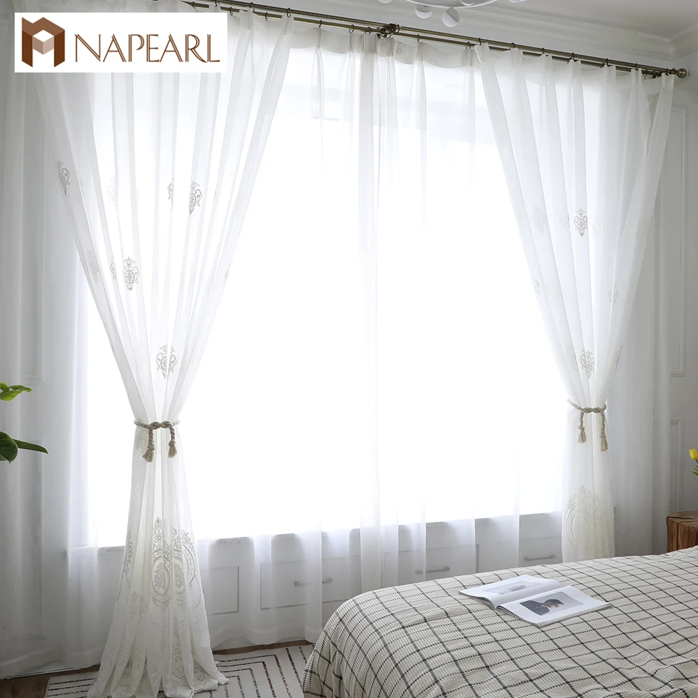 NAPEARL 1 шт. Цветочная вышивка тюль Шторы для спальни Европейский дизайн нитки ткань