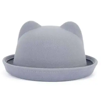 Bingyuanhaoxuan осень Для женщин шляпа Федора Кепки chapeau Femme Classic Имитация шерсти Кепки Для женщин Шапки сплошной черный женский шляпа-котелок - Цвет: gray