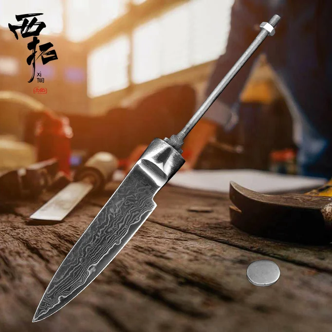 3.5 fruit knife XTUO Дамасская сталь шеф-повара нож кованые антипригарные обвалки фрукты резки мяса хлеб острый пустой ремесленник ручка ручной работы полуфабрикат - Цвет: 3.5 fruit knife