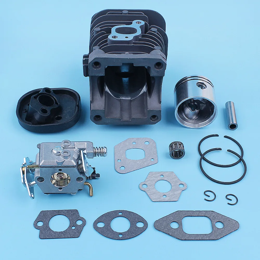 

Cylinder Piston Carburetor Carb Gasket Kit For MCCULLOCH MAC CAT 335 338 435 438 440 444 Chainsaw 41.1mm Nikasil Plated