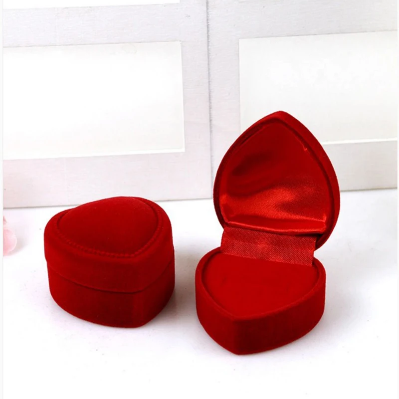 Бархатная коробка для обручального кольца в форме красного сердца 1 шт.|Украшения