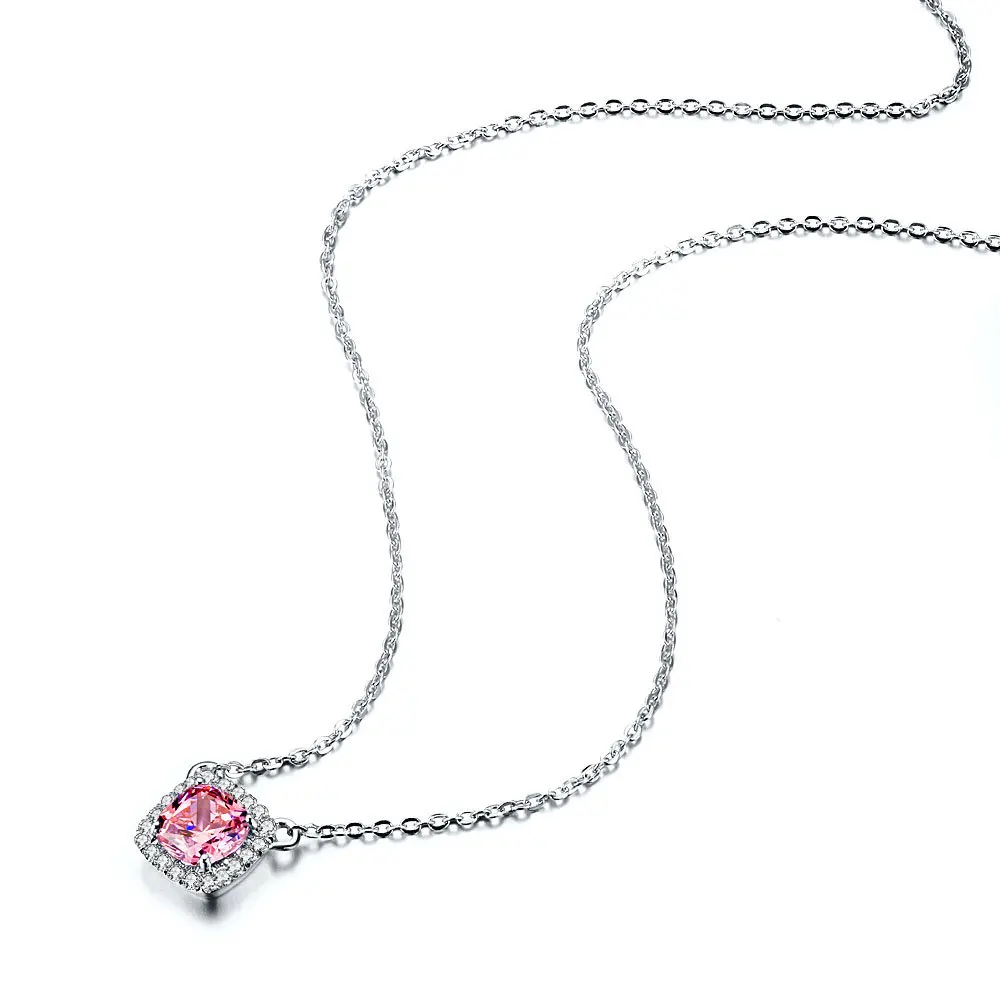 Оптовая продажа настоящий однотонный кулон из белого золота ожерелье на подушке