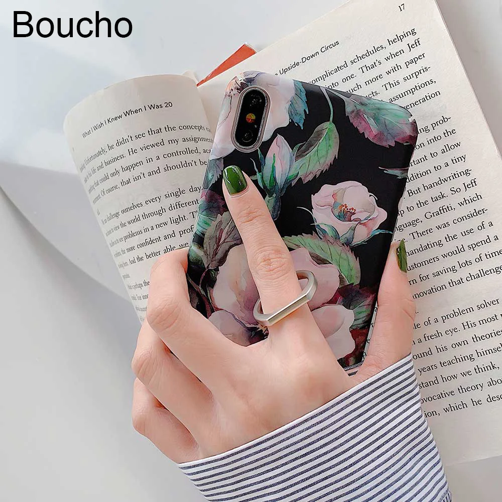 Твердый пластиковый чехол Boucho Ring Grip для iphone 8 7 6 6s plus Xs max XR X Винтажный
