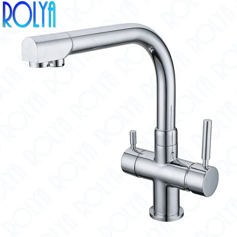 Rolya Ronda 3-Way кухонный кран осмоса три потока смеситель для мойки 3 Way фильтр для воды кран хром твердая латунь
