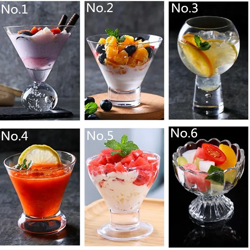 1PCS Lead-free Glass Ice Cream Juice Dessert Drink Cup Breakfast Milk Cup Coffee Tea Glass European Fruit Salad Container