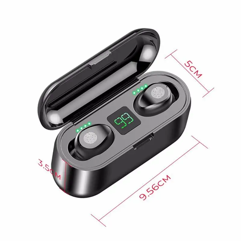 TWS-наушники F9 с поддержкой Bluetooth и зарядным футляром 2000 мАч | Электроника