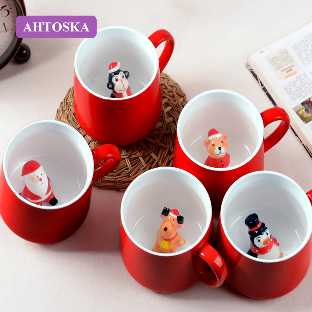 AHTOSKA 3D Кофе Кружка Стакан Молока Красная Чашка Из Керамики Воды С Крышкой