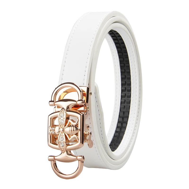 Женский кожаный пояс в Корейском стиле повседневный белый с пряжкой украшенный