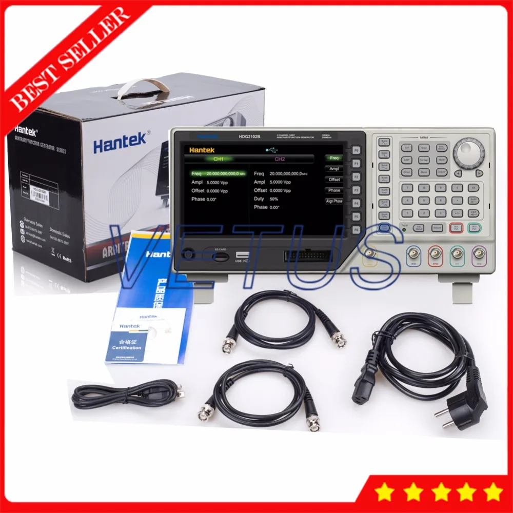 Hantek HDG2102B функциональный генератор цена с 64M памятью 100MHz 250MSa/s сигналов