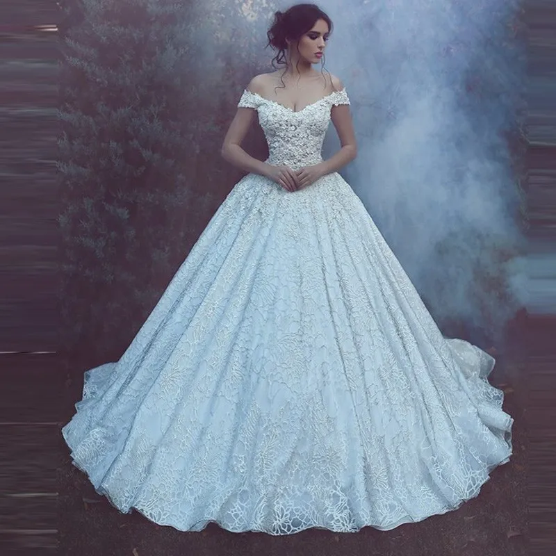 Suadi Арабский Кружева Свадебное Платье Сексуальная Спинки Собор Поезд Заказ Дубай