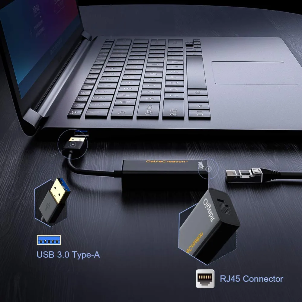 Адаптер USB-Ethernet CableCreation USB 3 0 к RJ45 гигабитный адаптер Ethernet с поддержкой 10/100/1000