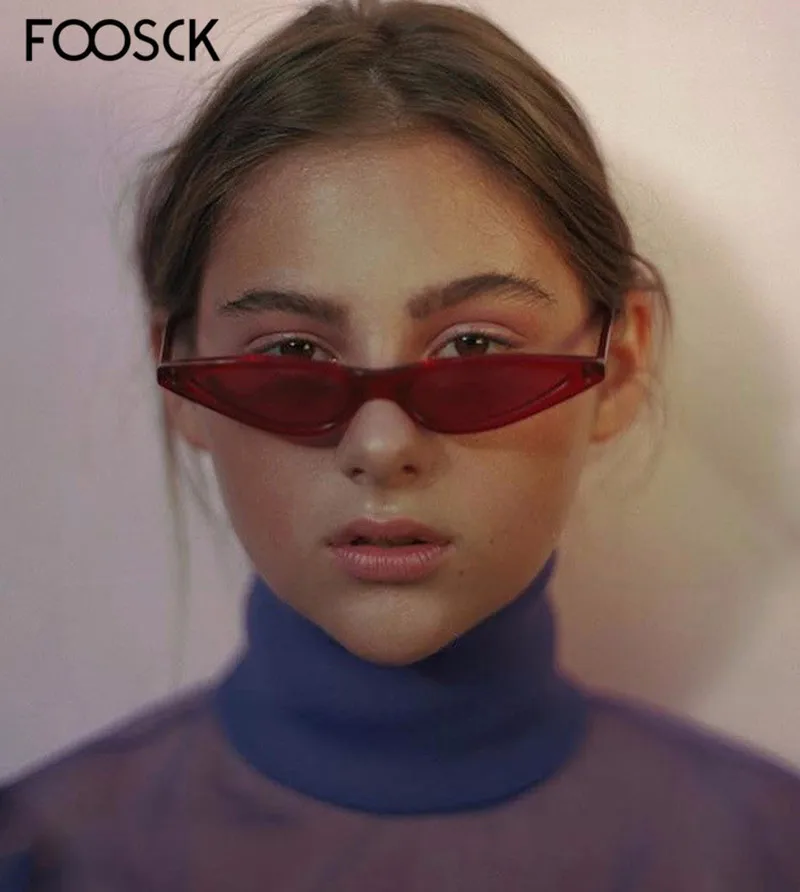 FOOSCK, высокое качество, фирменный дизайн, Ретро стиль, Винтажные Солнцезащитные очки, маленькие солнцезащитные очки "кошачий глаз"